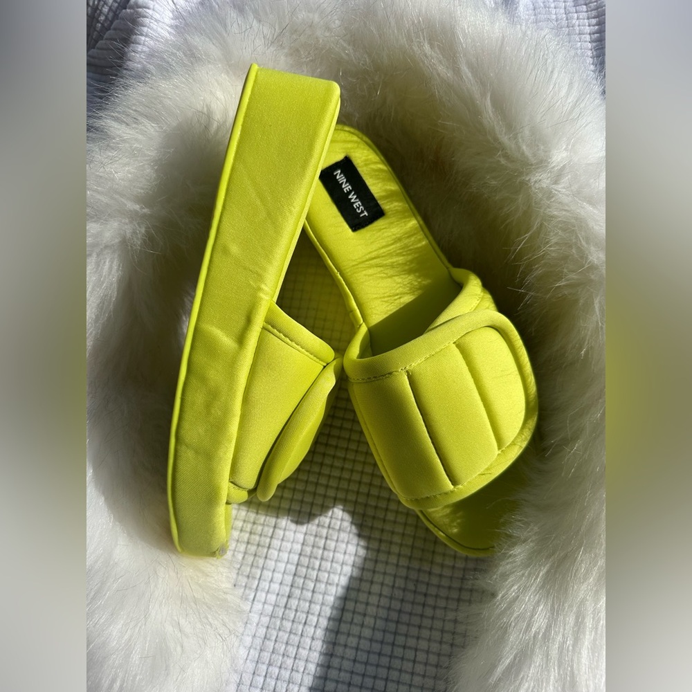 Nine West lime green  Slide Sandals